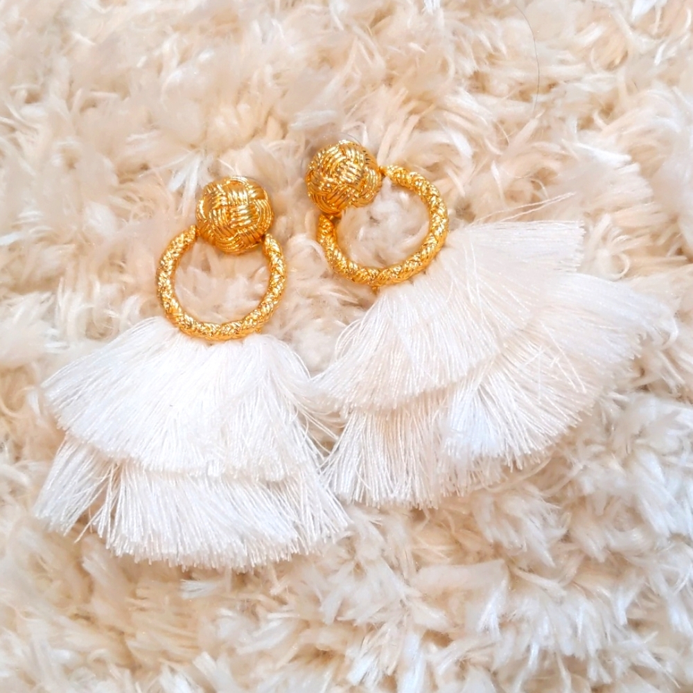 For Love and Lemons Loop Fringe White Gold Tassel